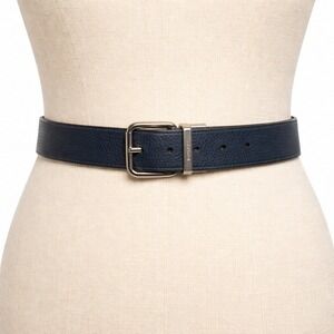 COACH Reversible Leather Belt Men's Size 36 Navy Brown Silver Buckle
